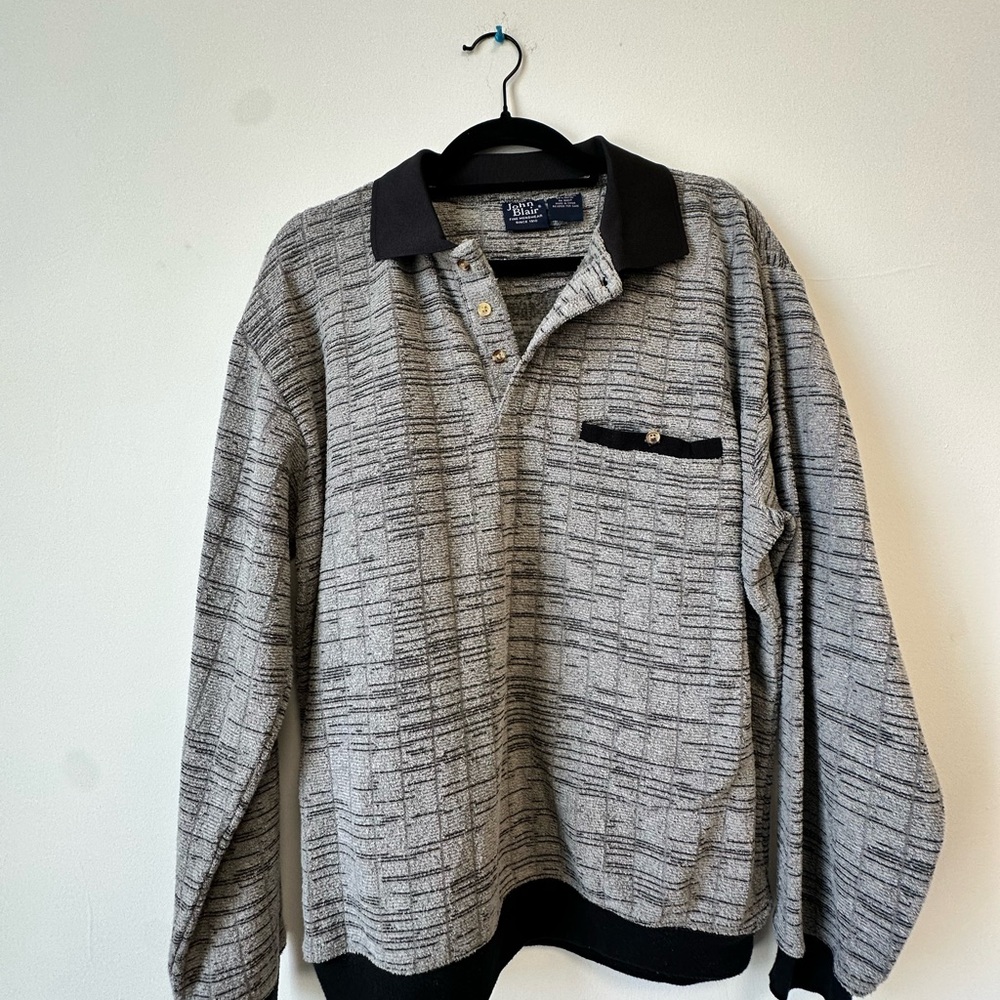 Blair Gray and Black Polo Sweater
